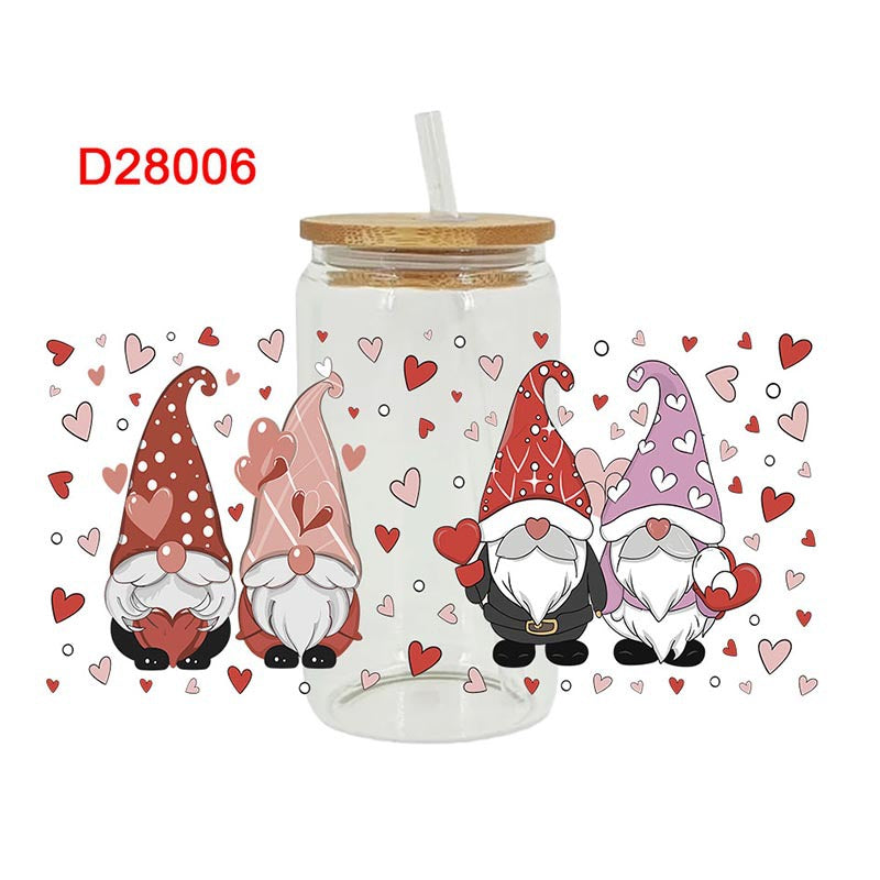 Wholesale Love Bear Cartoon Letter Valentine's Day 16oz Cup UV DTF Wraps