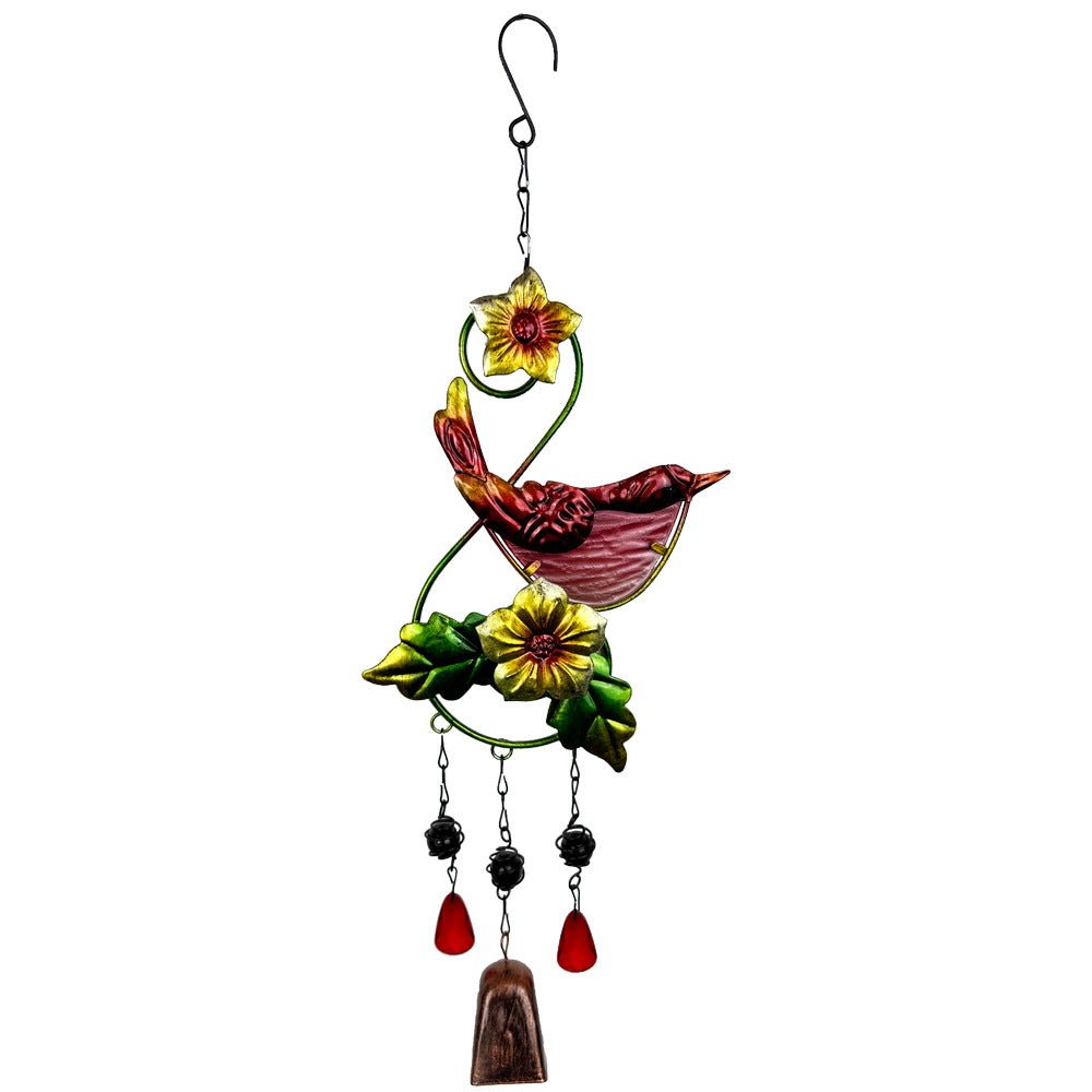 Wholesale Outdoor bird wind chime pendant glass painting