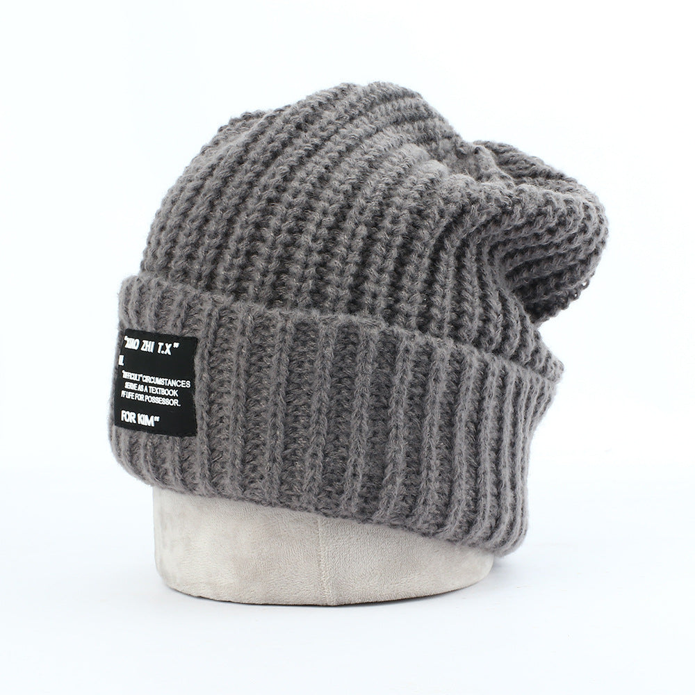 Wholesale Autumn and Winter Letter Patch Knitted Acrylic Beanie