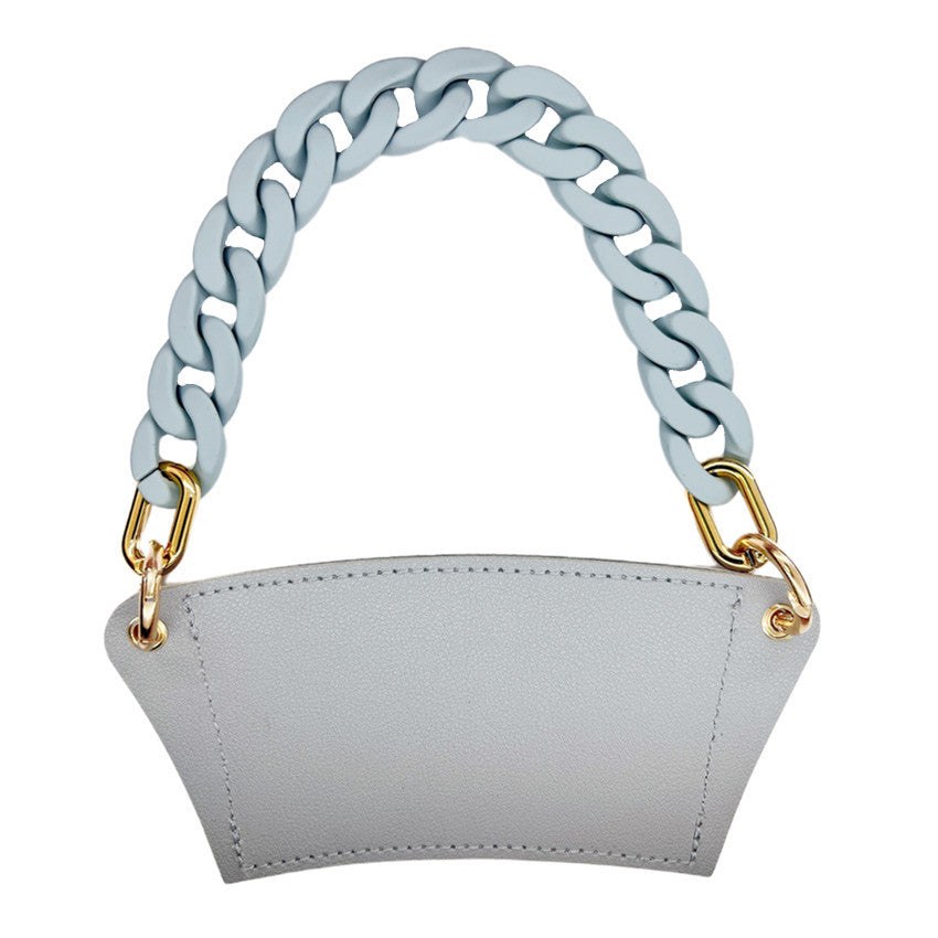 Case de cuero de cuero de taza de café de cadena acrílica al por mayor