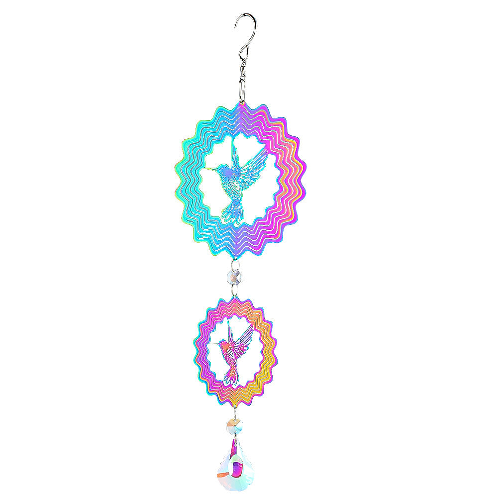 Wholesale 3D Colored Hummingbird Stainless Steel Rotating Wind Chimes