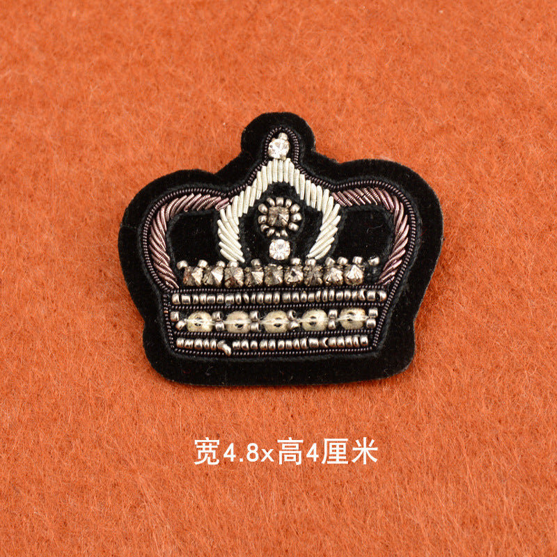 Wholesale 2pcs DIY Hand Embroidered Indian Silk Cloth Patches Hat Clothes Crown Patches FS