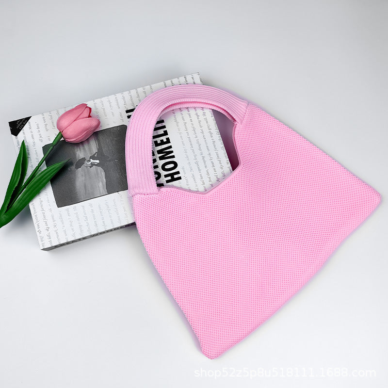 Wholesale Small solid color diamond woven bag, waffle texture knitted bag, checkerboard shoulder bag