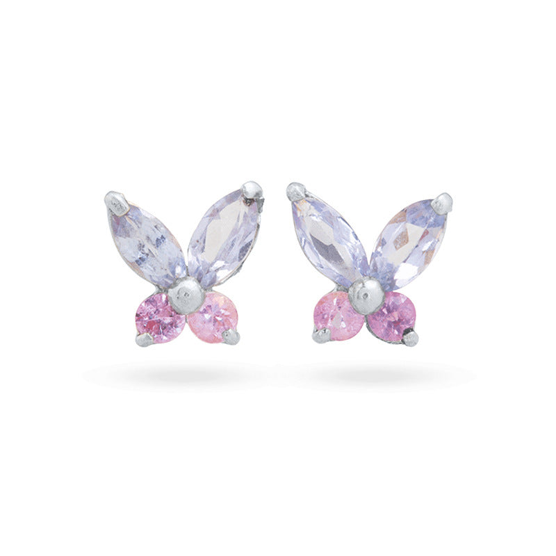 Wholesale Butterfly Colored Zircon Copper Earrings