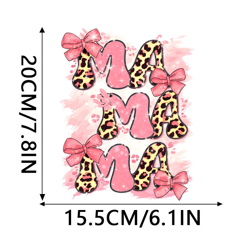 Wholesale 10pcs Leopard print bow Mother's Day UV DTF Ready to Press Transfers Wraps