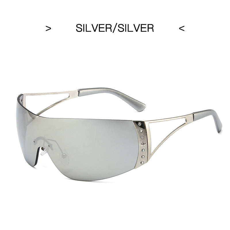 Gafas de sol de PC de diamante de marco grande al por mayor