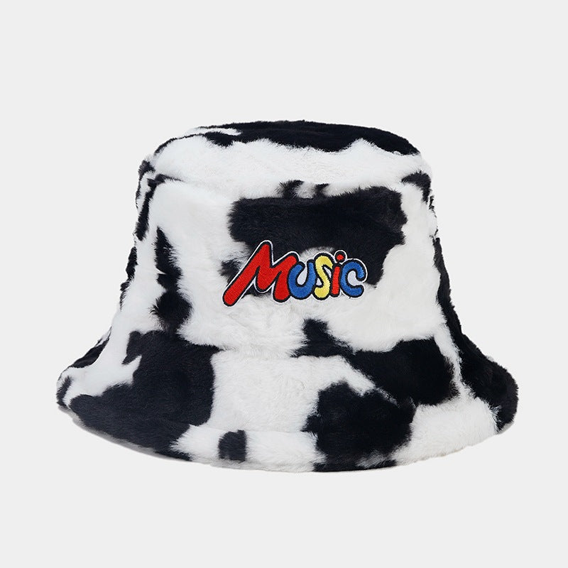 Wholesale Cow Pattern MUSIC Bucket Hat Plush Hat