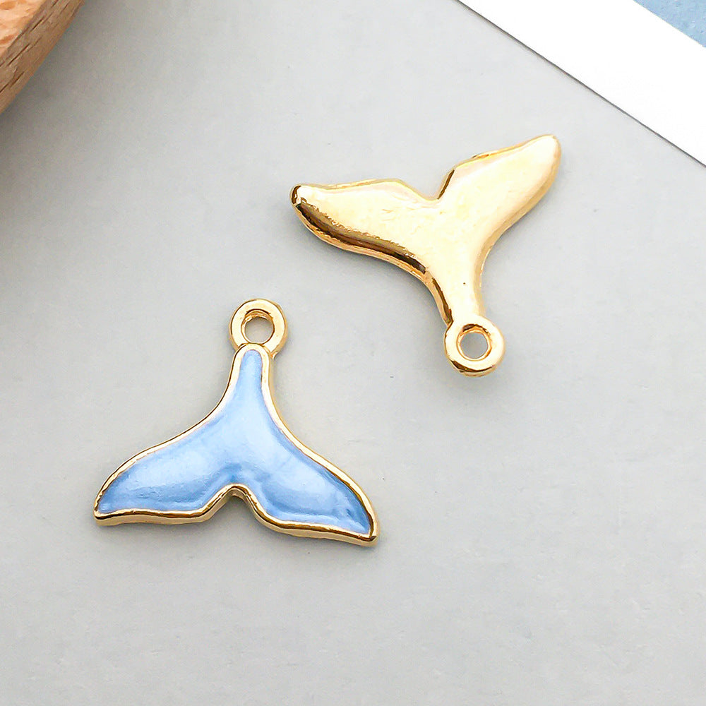 Wholesale Mix 30 Lake Blue Drip Oil Alloy Cute Cartoon Simulation Animal Pendant