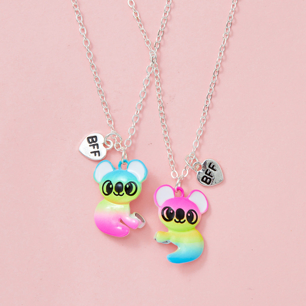 Wholesale Rainbow Raccoon Pals Koala Magnet Pendant Necklaces