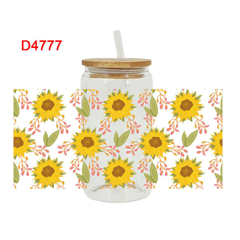 WholesaleYellow Flower Sunflower  16oz Cup UV DTF Wraps