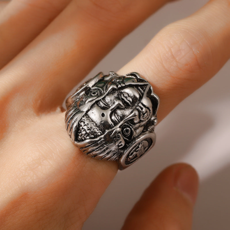 Wholesale Vintage Human Head Open Alloy Ring