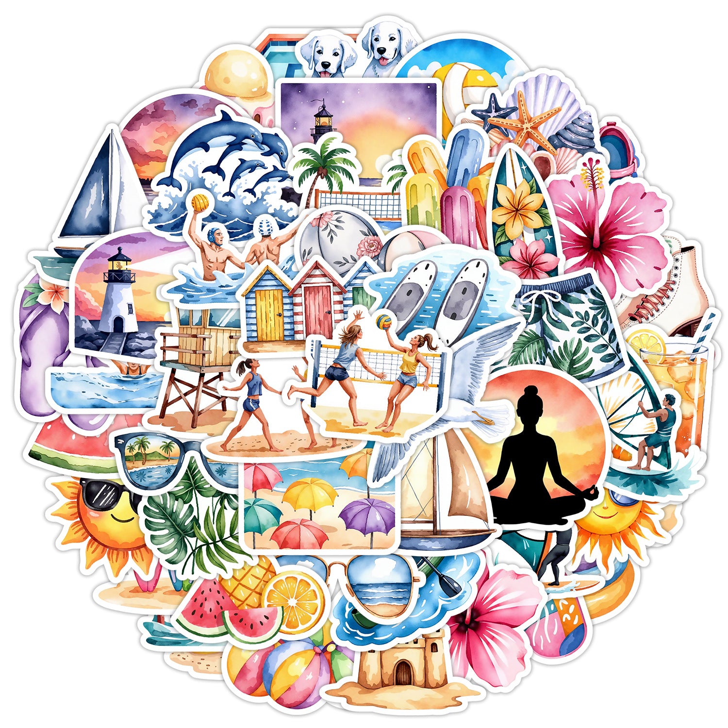 Wholesale 50pcs summer sports graffiti stickers small fresh beach stickers