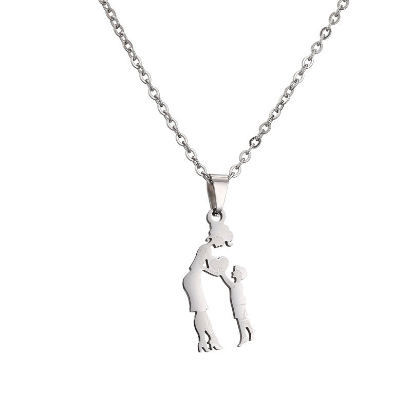 Wholesale Family of Four Silhouette Pattern Stainless Steel Titanium Steel Necklace