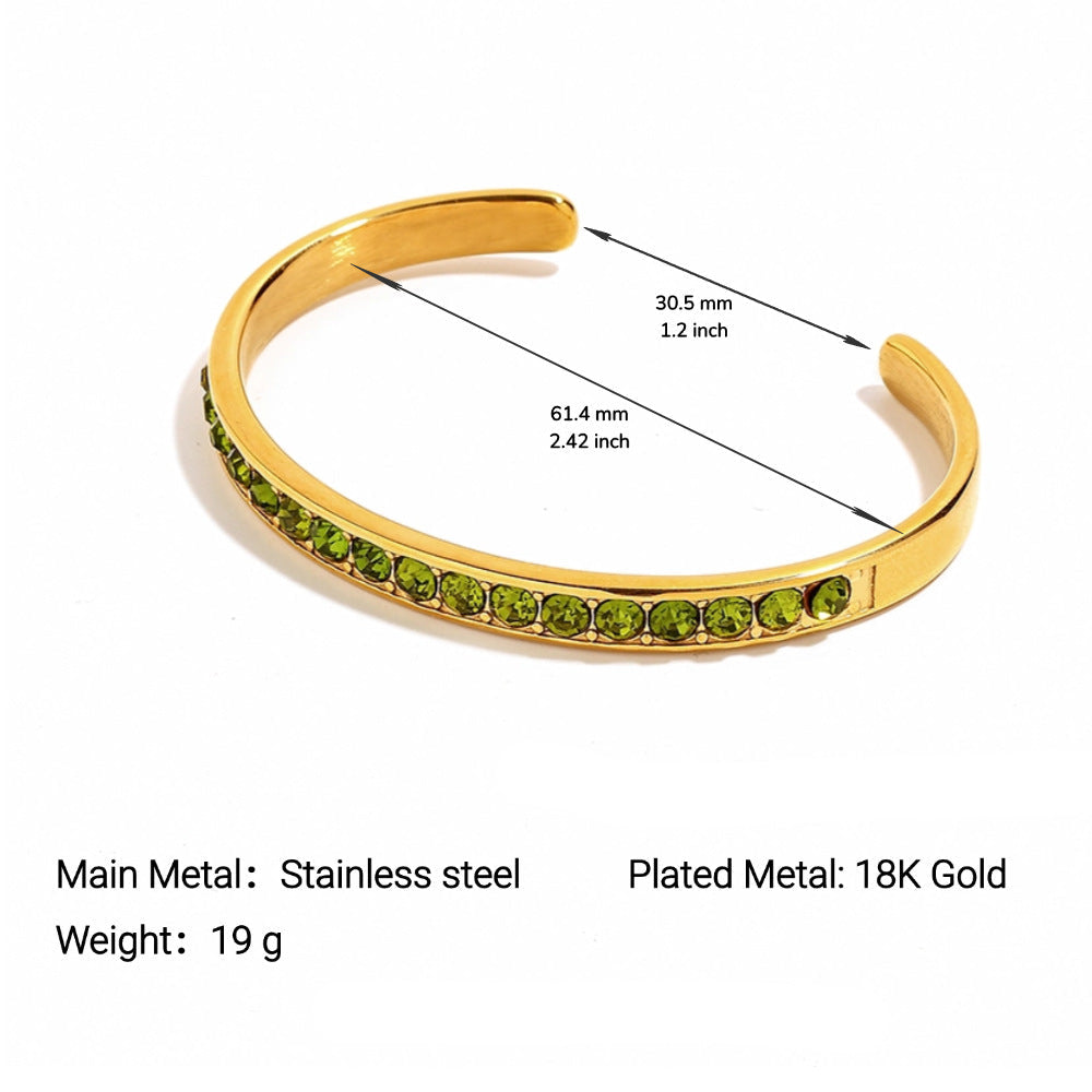 Wholesale Stainless steel finely polished vacuum-plated 18k gold diamond-studded bracelet