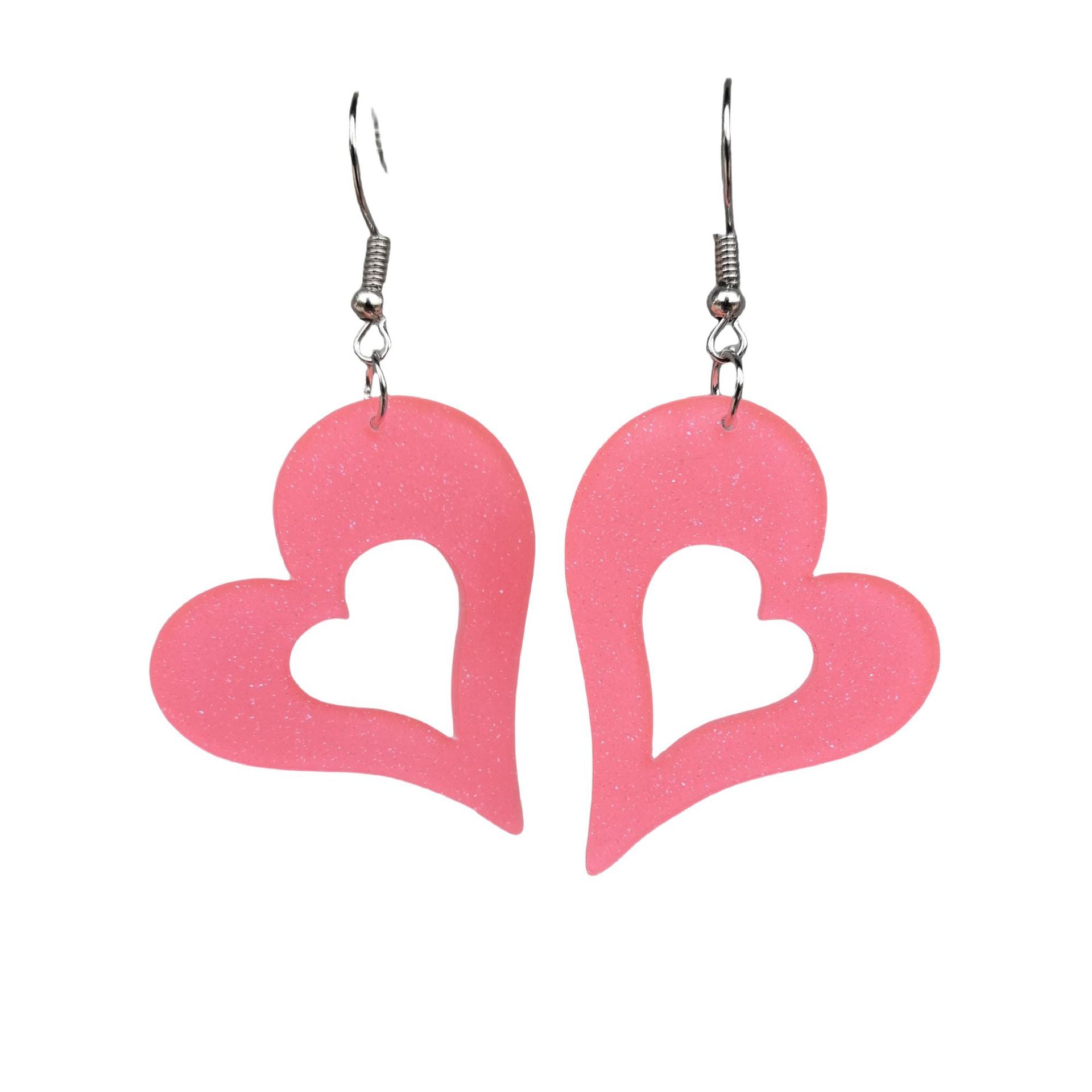 Wholesale Acrylic Valentine's Day Series Pink Red Sequins Love Simple Cute Sweet Peach Heart Pendant Earrings