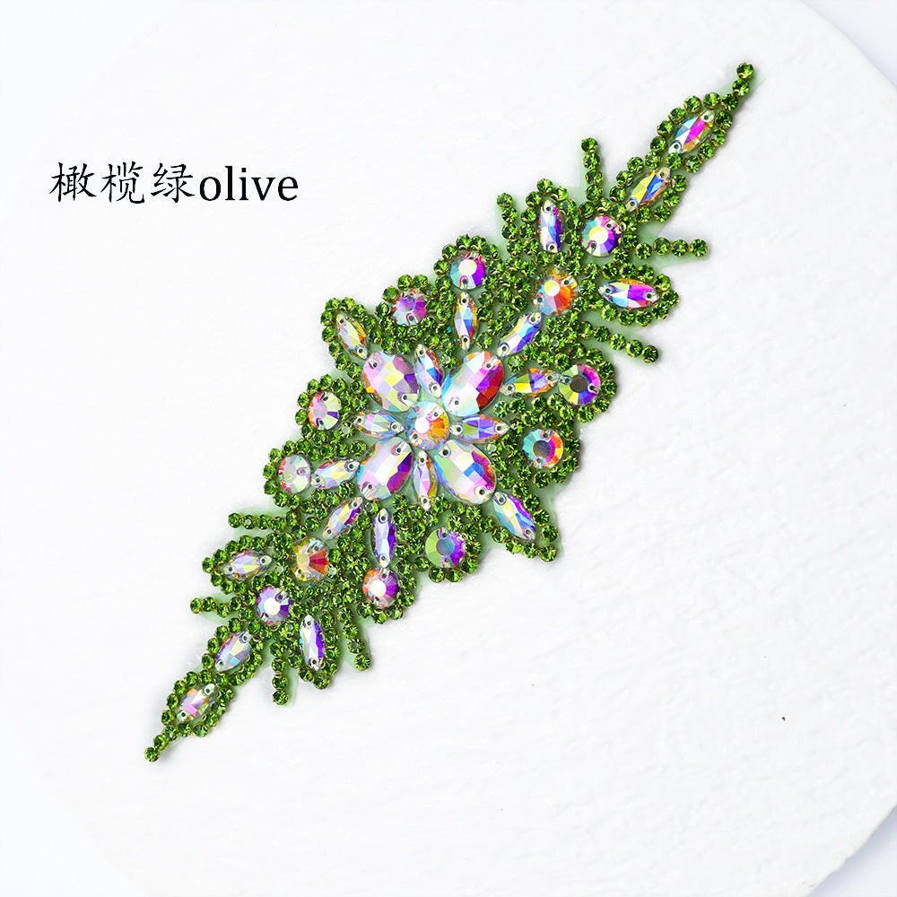 Wholesale Hand sewn bead rhinestone hot melt adhesive patch