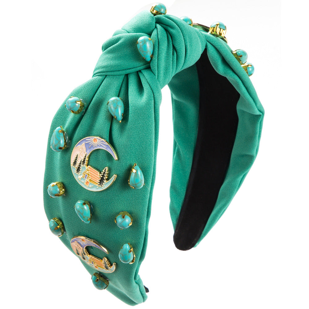 Wholesale Turquoise inlaid headband alloy oil dripping hair accessories