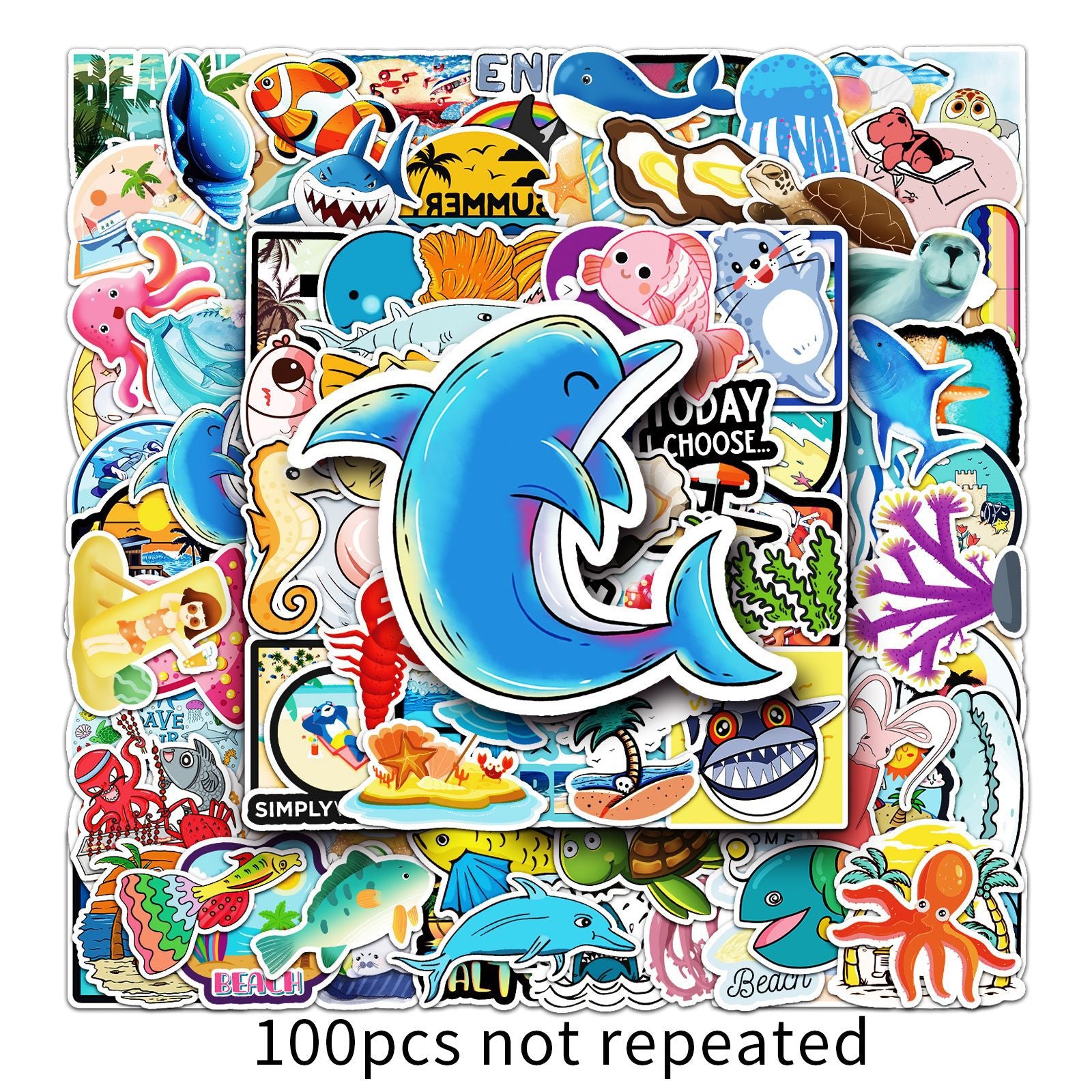 Wholesale 100pcs non-repetitive cartoon marine creature stickers