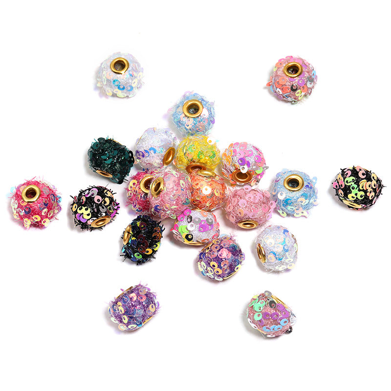 Wholesale Randpm 100 pcs/pack Imitation rabbit fur large-pore leopard print plush pom-pom Fuzzy Beads