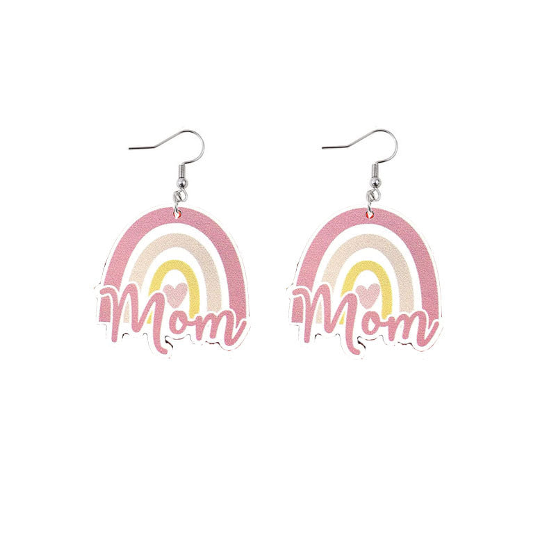 Wholesale Mother's Day Mama Sunflower Wooden Earrings