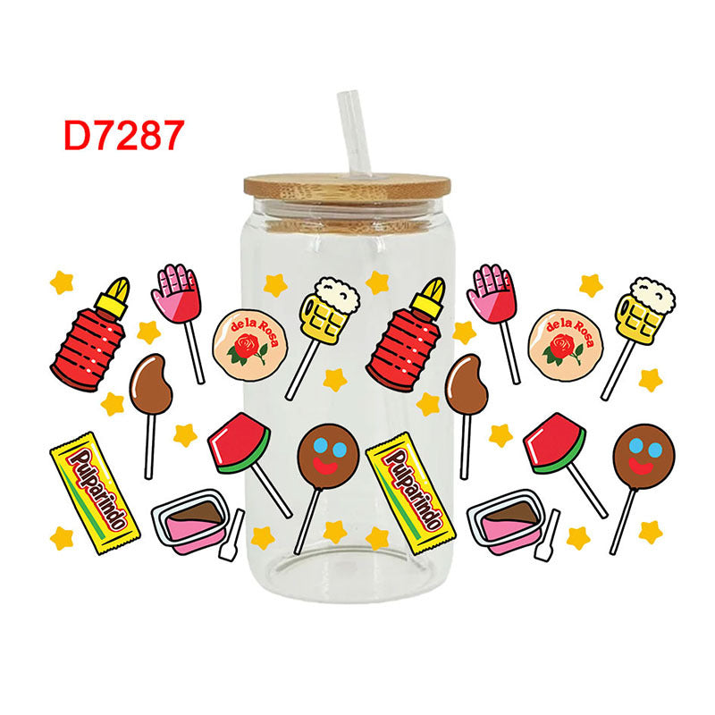 Wholesale Colorful beverage cake  16oz Cup UV DTF Wraps