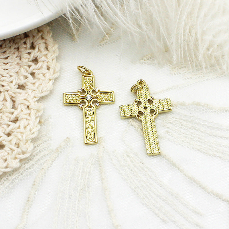 Wholesale Copper Inlaid Zircon Cross DIY Jewelry Accessories