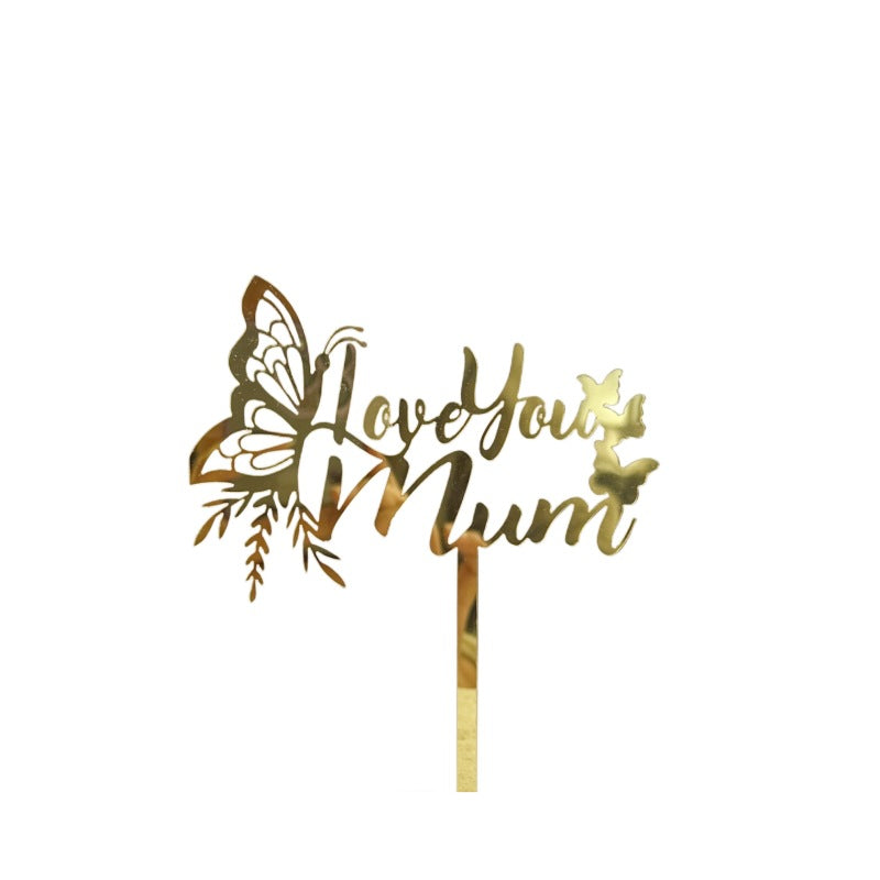 Wholesale10PCS/PACK Mother's Day Butterfly Flower Acrylic Cake Decoration