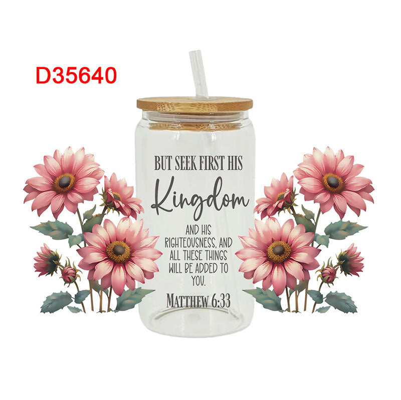 Wholesale UV transfer sticker for glass cups crystal label crystal sticker 16OZ UV DTF WRAPS