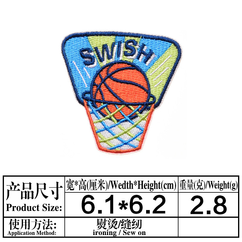 Wholesale Cartoon Rocket Basketball English Clothes Embroidery DIY Patches
