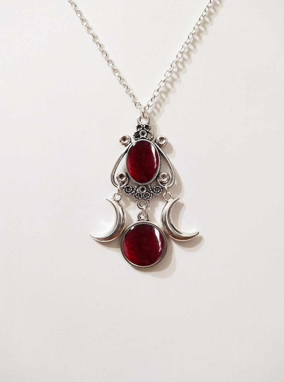 Wholesale  Triple Moon Goddess Necklace Amethyst Jewelry Retro Creative Personality Alloy Necklace