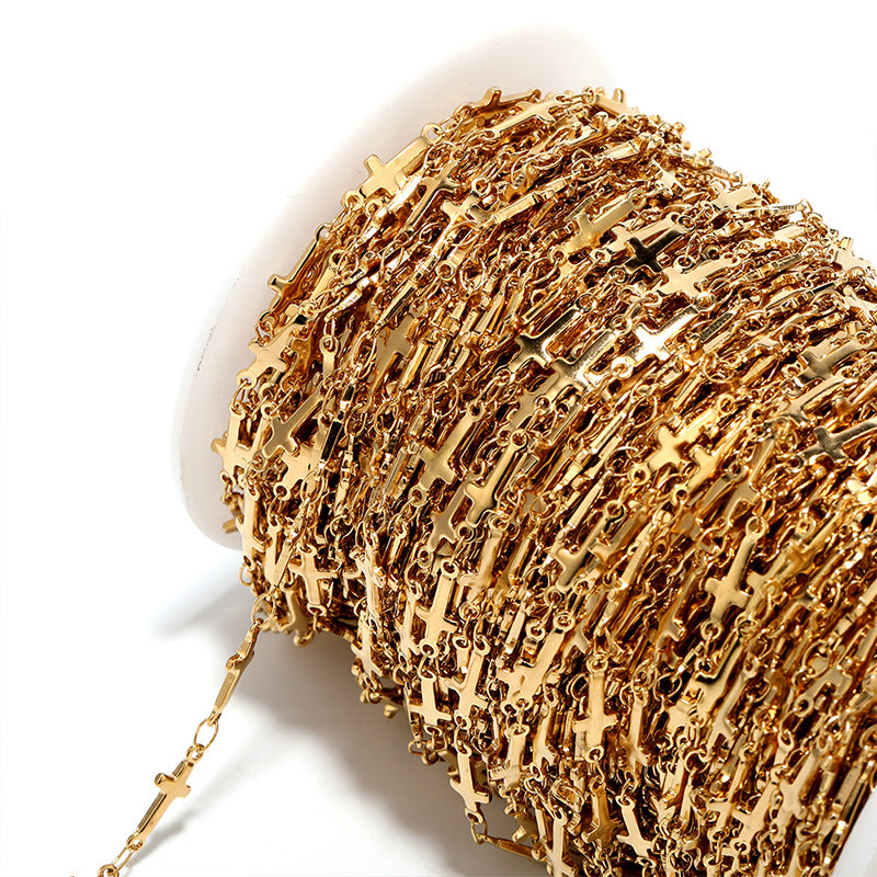 Wholesale 5mm 2PCS Stainless Steel Cross Chain DIY Jewelry Pendants