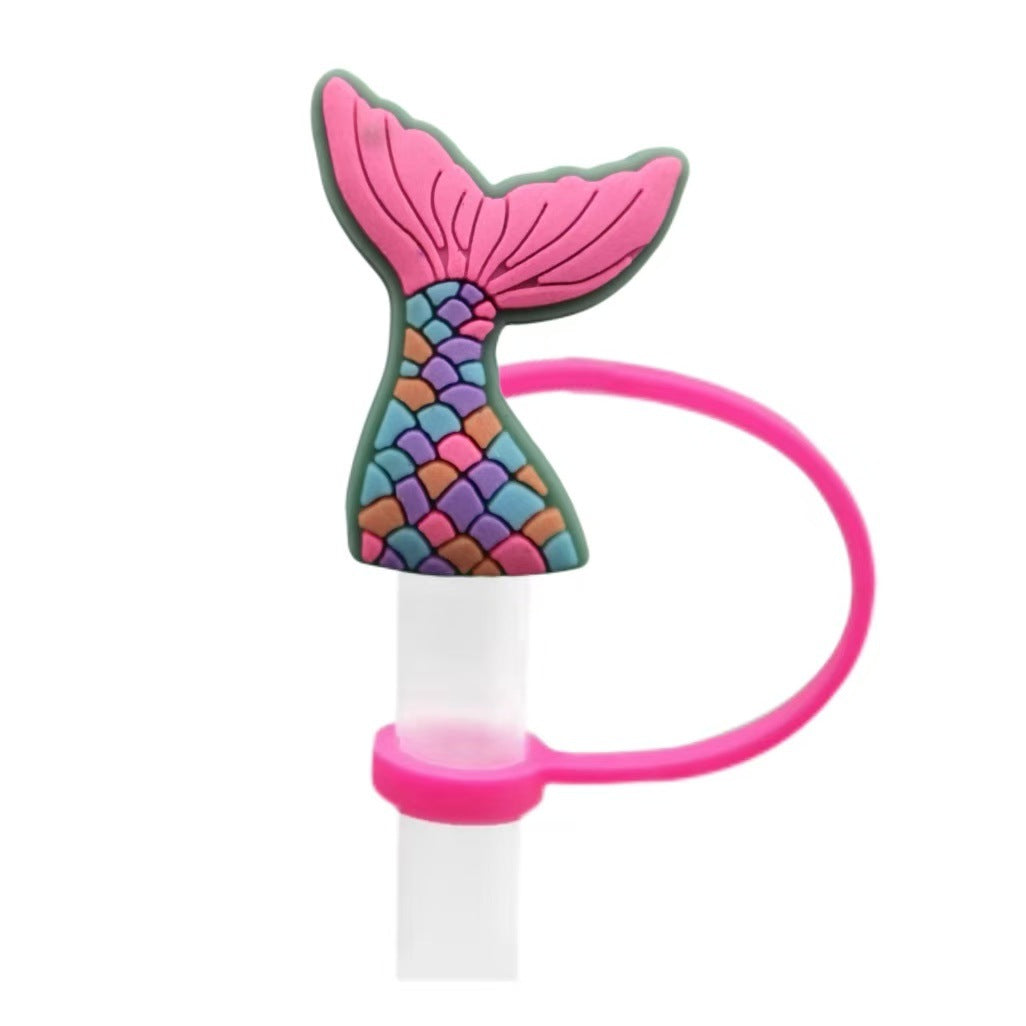 Wholesale 10pcs Cute Mermaid Cartoon Silicone Straw Cap