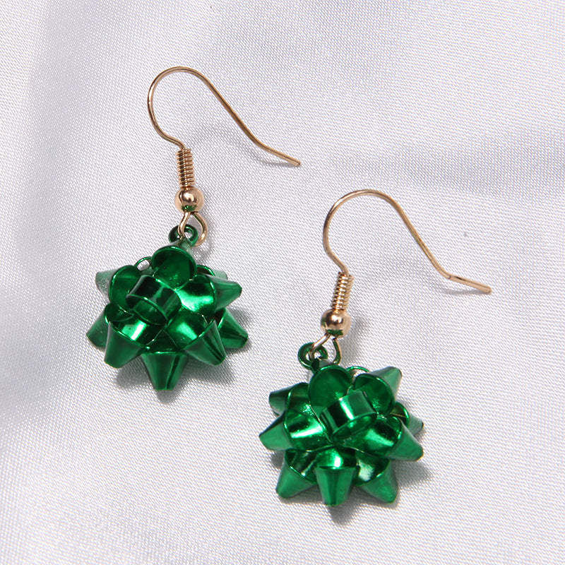 Wholesale Zinc Alloy Drip Oil Christmas Earrings And Necklace Set With Tree Bell Pendants Trendy Gift