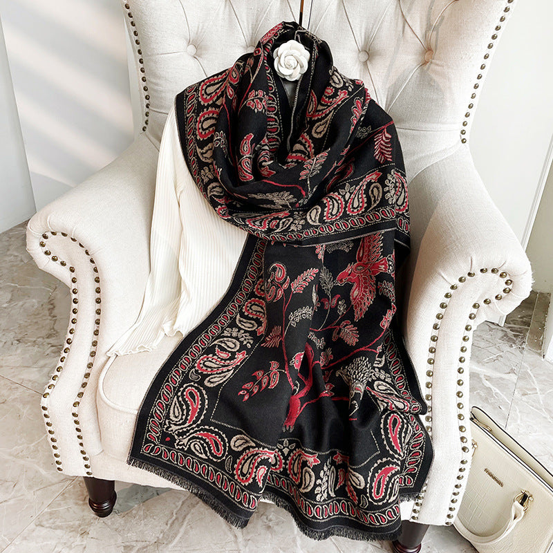 Wholesale autumn winter shawl over office nap blanket imitation cashmere print scarf