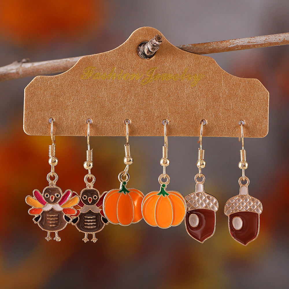 Wholesale Thanksgiving Turkey and Pumpkin Earrings
