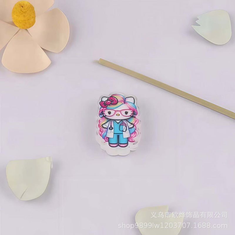 Wholesale 10pcs Cartoon print transparent acrylic beads OLY Exclusive