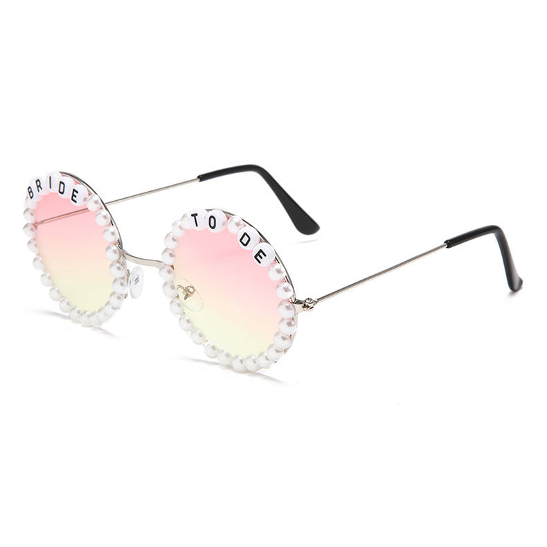 Wholesale Bridal Fashion Rhinestone Bride Peach Sunglasses