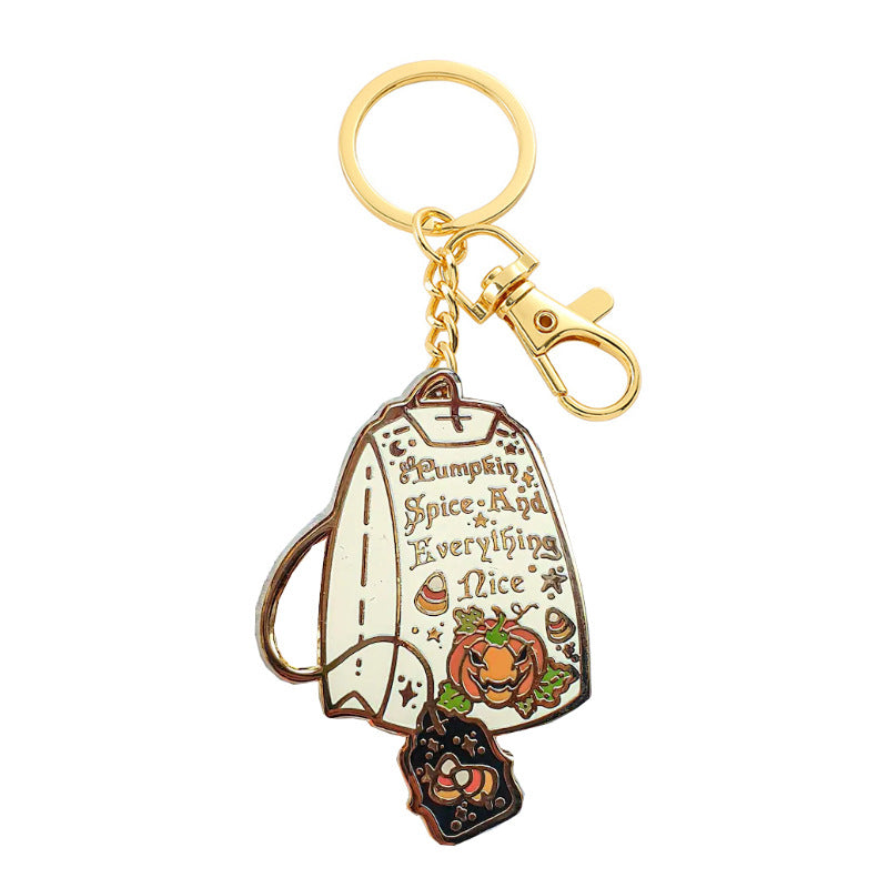 Wholesale 100pcs/pack Halloween Pumpkin Tea Cups Zinc Alloy Keychains