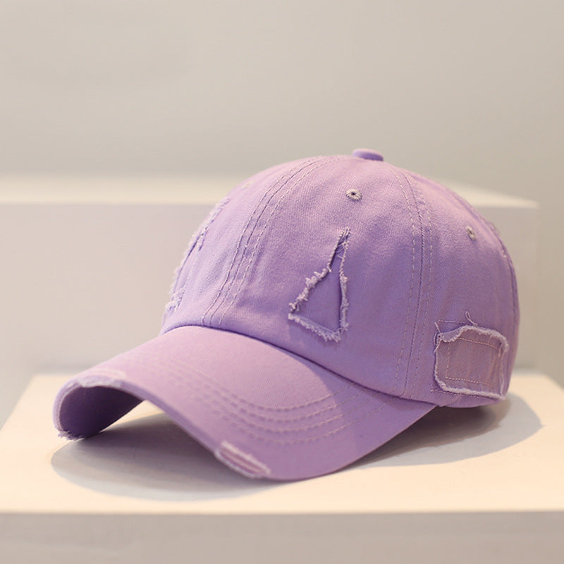 Wholesale Distressed Hole Solid Color Hip Hop Baseball Cap