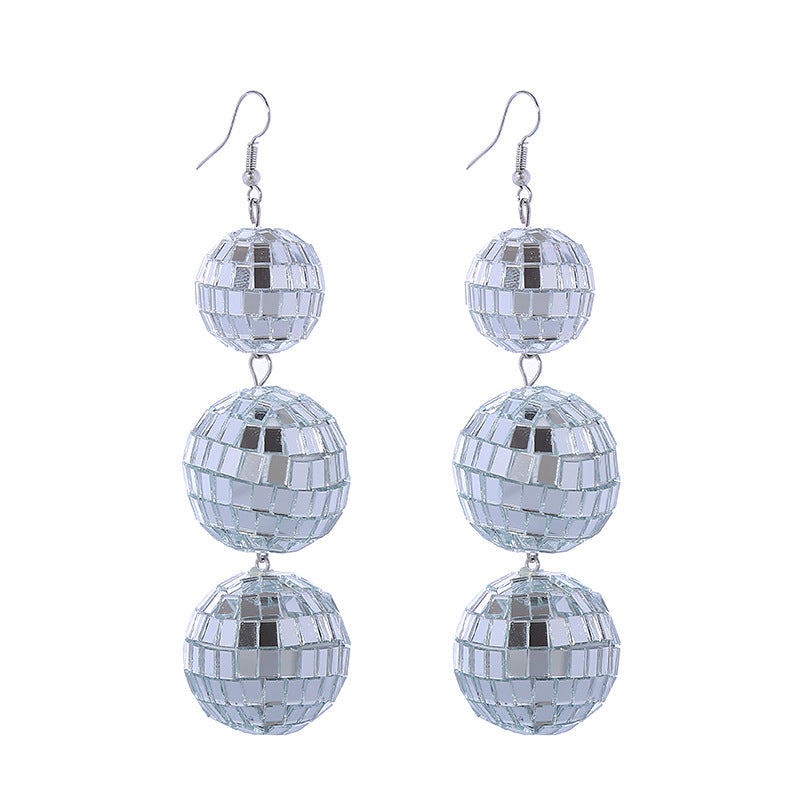 Wholesale Retro Disco Long Ball Earrings