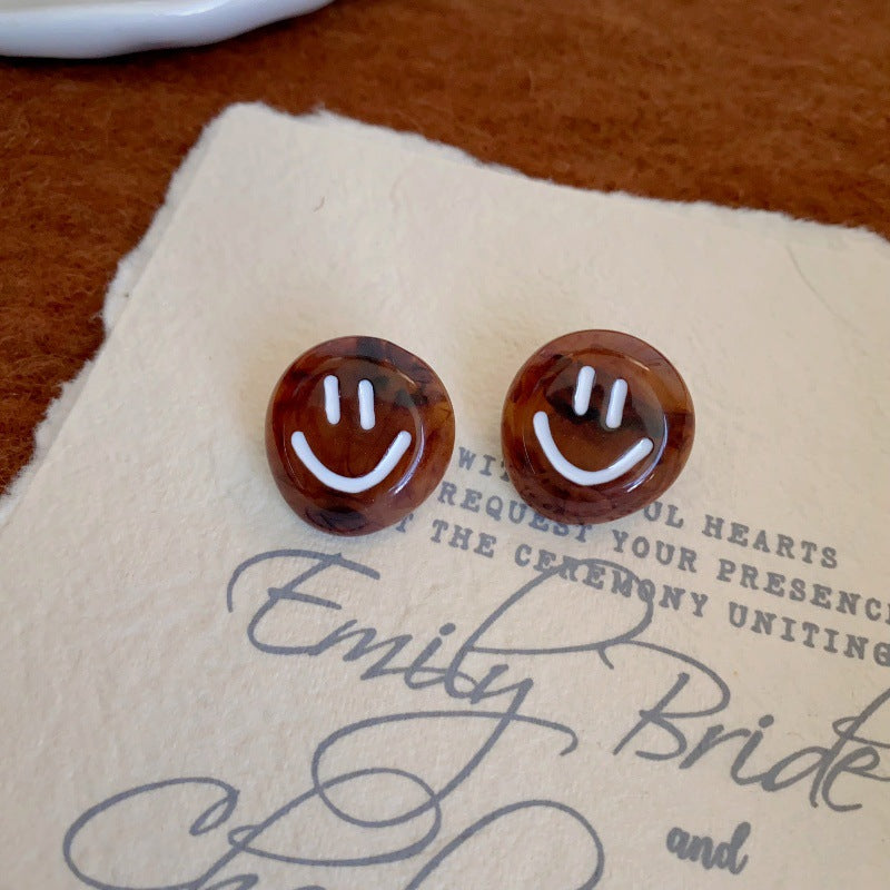 Wholesale Autumn Rich Retro Warm Coffee Color High-end Design Amber Brown Geometric Earrings