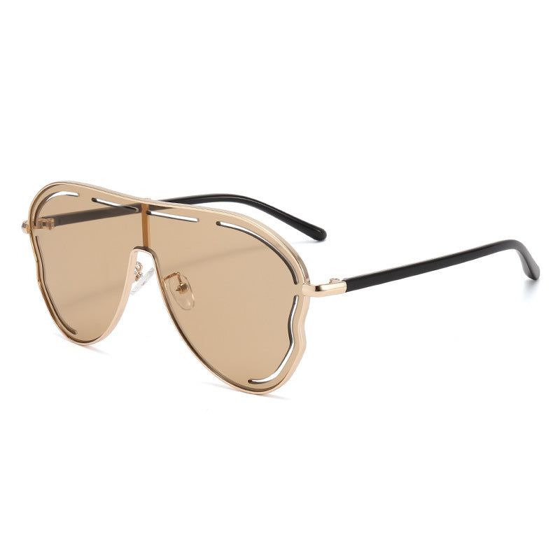 Wholesale big frame sunglasses party sunglasses one-body lenses hollow sunglasses