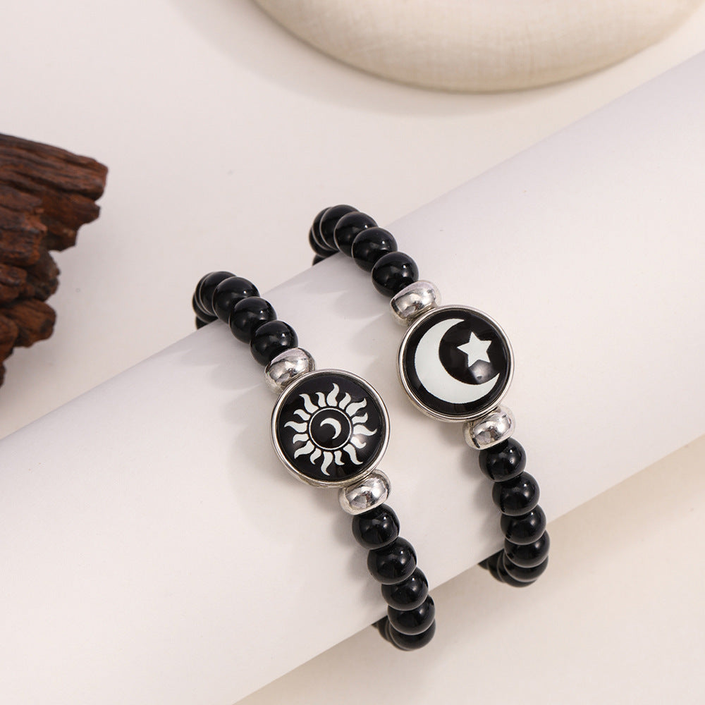 Wholesale Luminous Sun Moon Time Gemstone Couple Bracelet