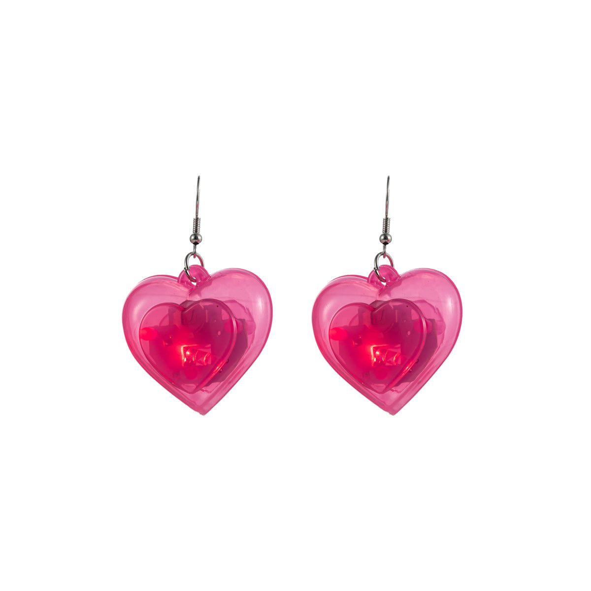 Wholesale Valentine's Day Series LED Lights, Heart-shaped Luminous Plastic Earrings