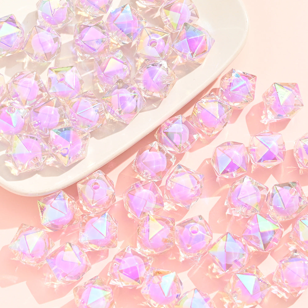 Wholesale 10pcs15MM Electroplated Colorful Acrylic Diamond Beads