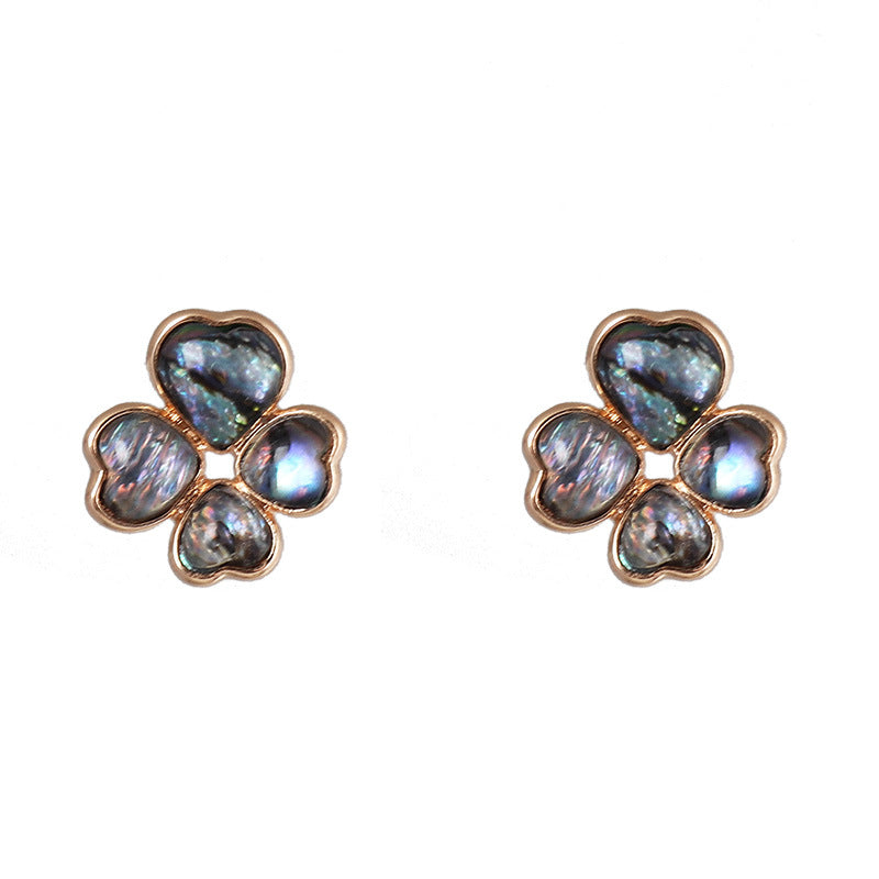 Wholesale Four-leaf Flower Fashion Abalone All-match Trendy Earrings