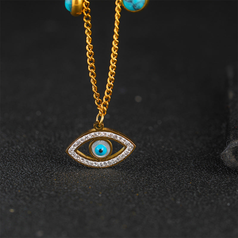 Collares de acero de titanio de doble capa de diablo ovalado azul al por mayor