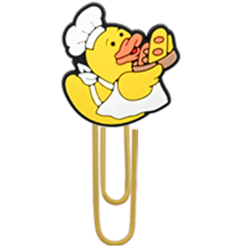 Wholesale Random 50pcs Little Yellow Duck Metal Soft Rubber Paperclip Bookmarks