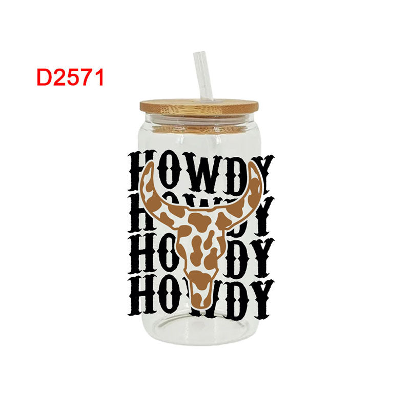 Wholesale Western style Little Cow   16oz Cup UV DTF Wraps