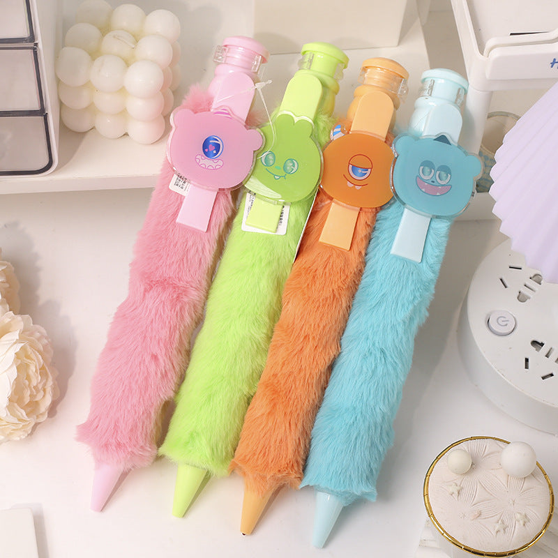 Wholesale 4pcs Cartoon Plush Black Ballpoint Pen